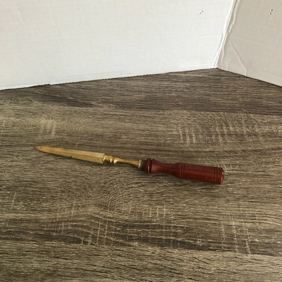 Vtg Brass and Wood  Letter Opener - Picture 1 of 7